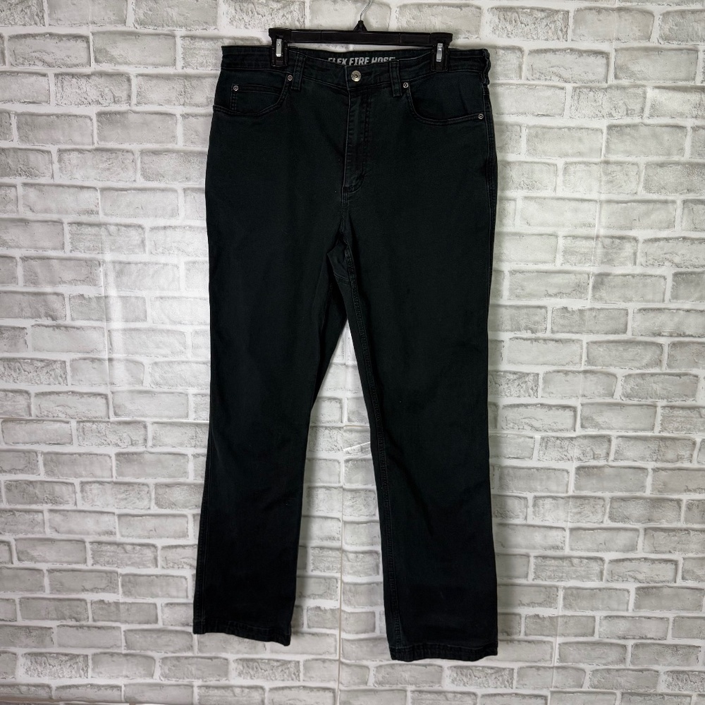 Duluth Trading Flex Fire Hose Black Denim Straight Leg Denim Jeans Mens 36 x 34